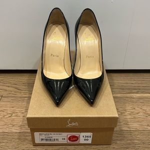 Christian Louboutin Decollete 100 Black Patent Pumps